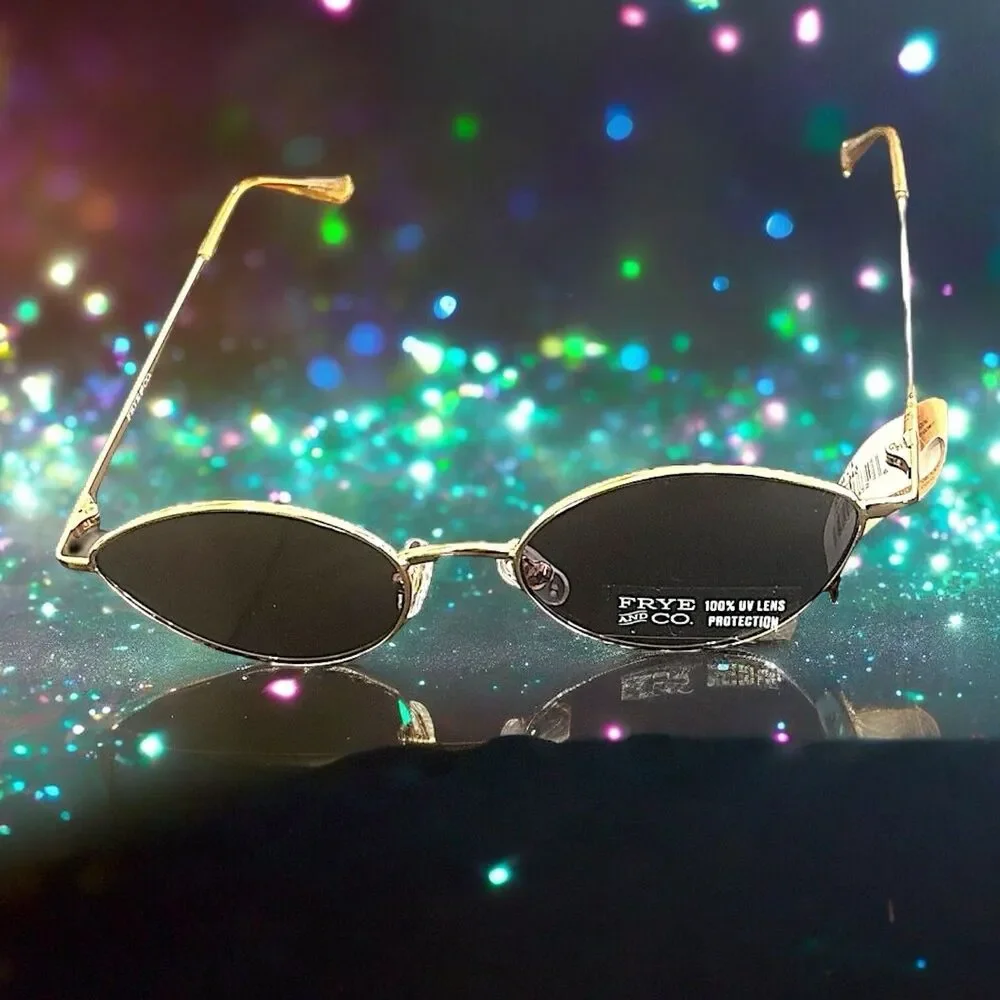 FRYE & CO Metal Almond Sunglasses in Shiny Gold NWOB